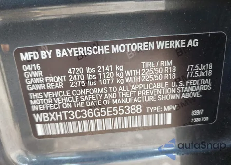 2016 BMW X1 xDrive28I z USA, uszkodzony, nr VIN WBXHT3C36G5E55388